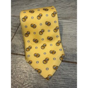 Pura Seta Necktie Euro Coin Novelty Tie 100% Silk Made in Italy Vintage Yellow